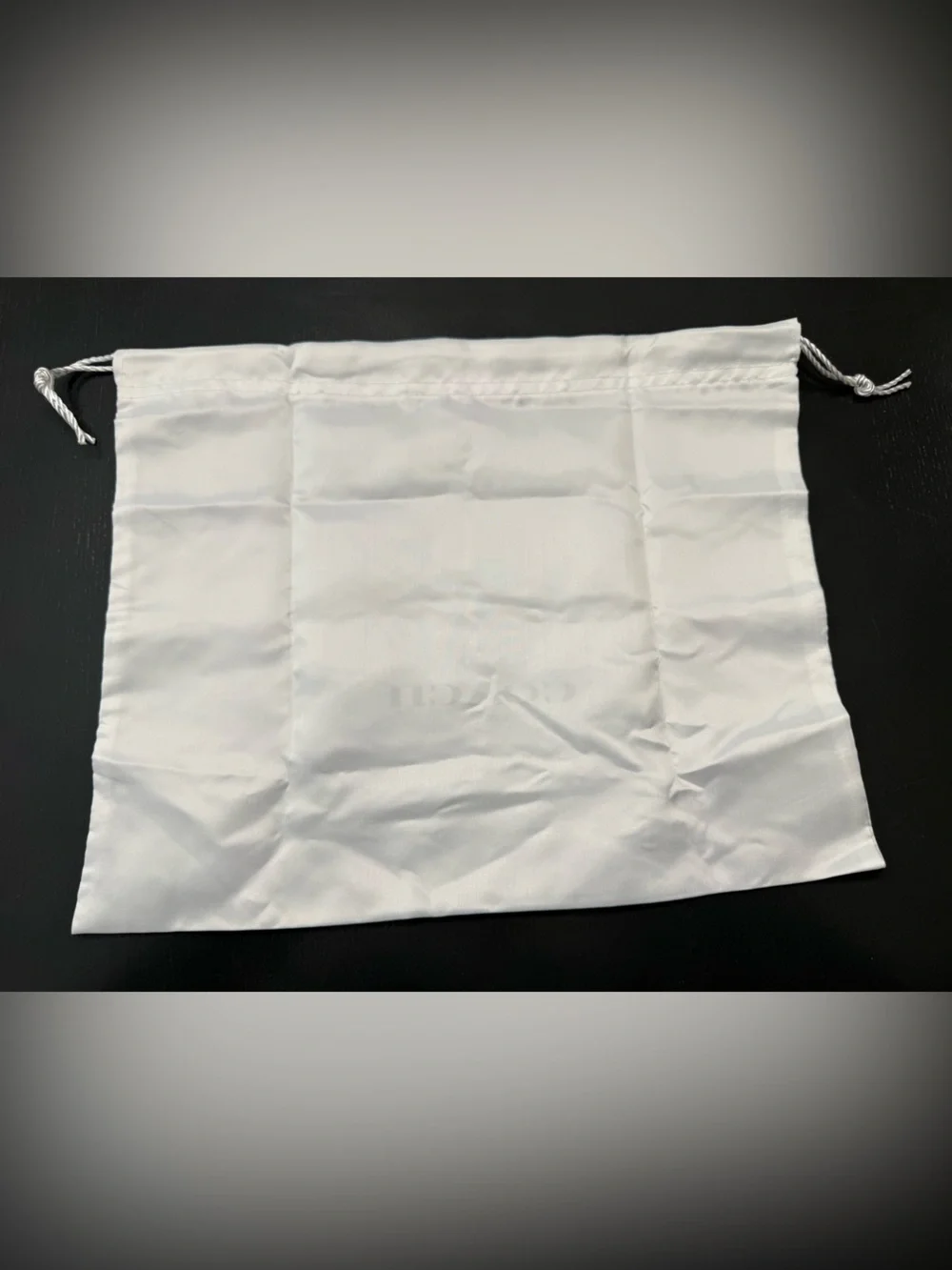 Coach White Drawstring Dust Pouch with Black Logo